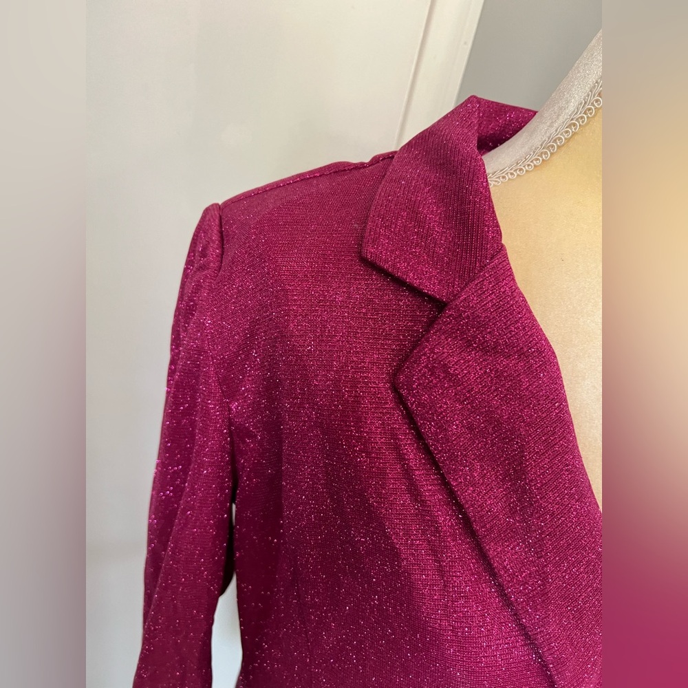 NWT Rock & Roll Denim Woman’s Lightweight Hot Pink Glitter Blazer Size XL - Picture 4 of 13